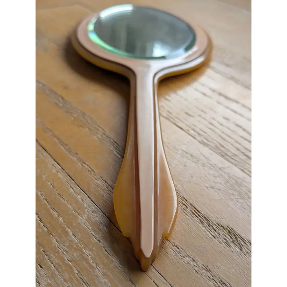 Vintage DuPont Lucite Hand Mirror Art Deco 40s Decorative Home Beauty Vanity‎